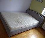Łóżko podwójne do sypialni tapicerowane stelaż 140