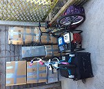 7 kartonow, 2 walizki, 2 male rowery, 2 plastikowe boxy i agregatprondotworczi