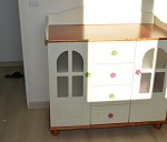 Kid's furniture: single bed with mattress, commode, high cupboard