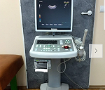 Medical ultrasoundmachine, about 30kg, height approx 1,5 meters, model echoson spinel ii