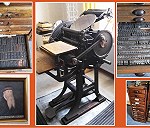 stare 2 male maszyny drukarskie i szafy z czcionkami ołowianymi, transport dla galerii fotografii