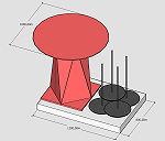 Stalowe elementy stolików / umieszczone na palecie lub podstawie drewnianej