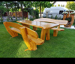 Meble ogrodowe dębowe stół + 2 ławy