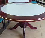 dwa stoły na jednej nodze,okrągłe 150cm, blaty osobno