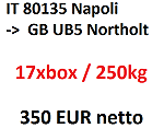 IT 80135 Napoli -> GB UB5 Northolt / 17xbox -250kg załadunek 29.10