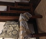 2x coffee  tables , mirror, rolled carpet ,  small cabinet and 3  boxes